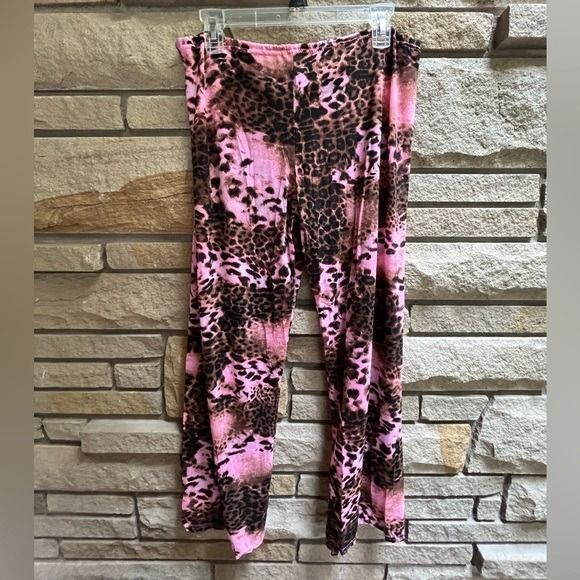 Vintage Y2K VENUS Swimwear Coverup Mesh Animal Print pants Pink Brown Small - Picture 5 of 6